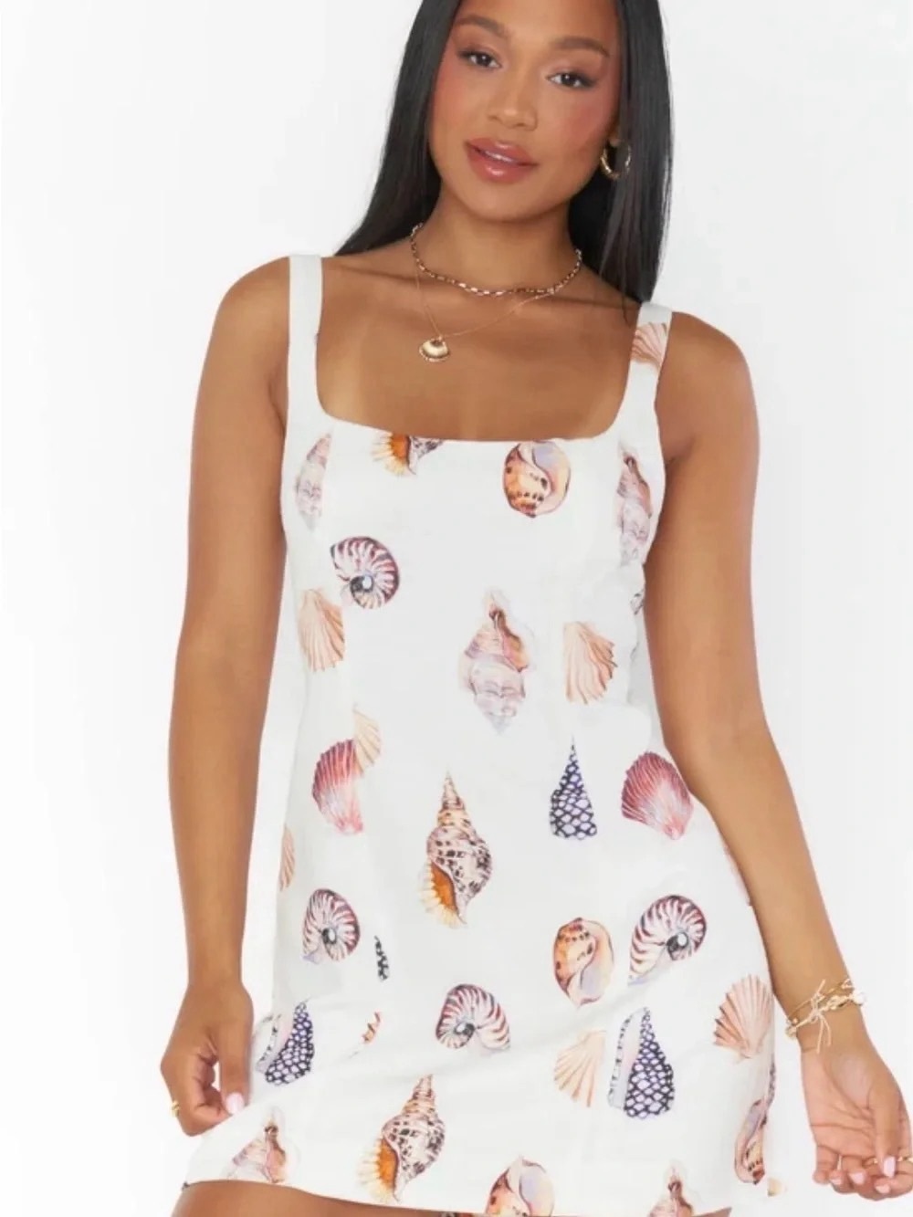 Show Me Your MuMu White Mini Dress with Seashell Print NWT - Picture 2 of 6